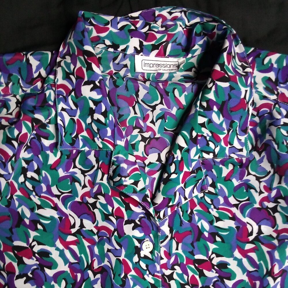 Vintage Impressions Abstract Geometric Polyester Disco Shirt Short Sleeve